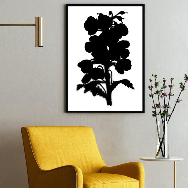 Modern Black Inn Abstrakt Garden Poster (Modern Black Ink Abstract Garden Floral Art Poster)