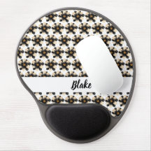 Modern Black Ivory floral Gel Mouse Pad
