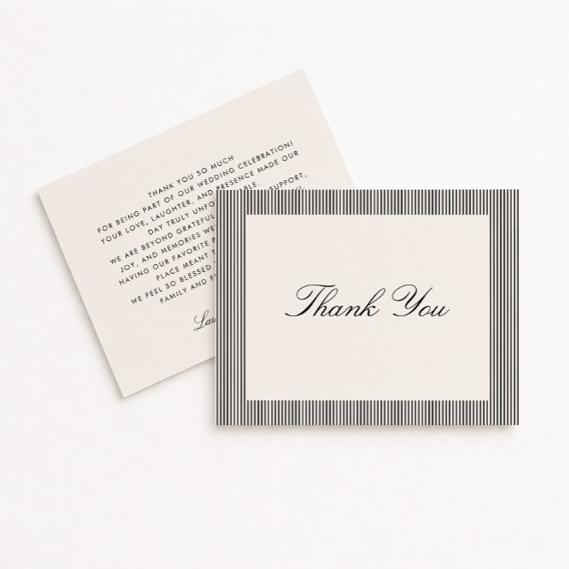 Modern Black & Ivory Striped Wedding Thank You  Einladung (Von Creator hochgeladen)