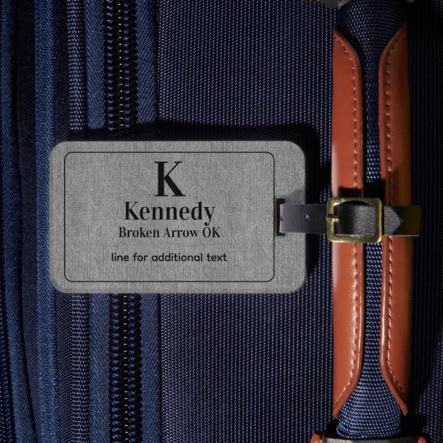  Modern Black Lettering Light Grey Denim Print Gepäckanhänger (Vorderseite Insitu 4)