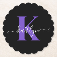 Modern Black Lila Script Monogram