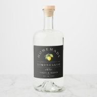 Modern Black Limoncello Getränkesiegel Alkoholflaschenetikett