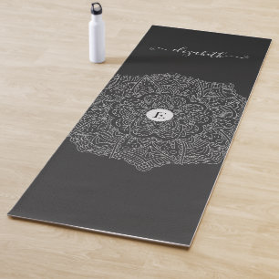 Modern Black Mandala Monogram Yoga Mat Yogamatte