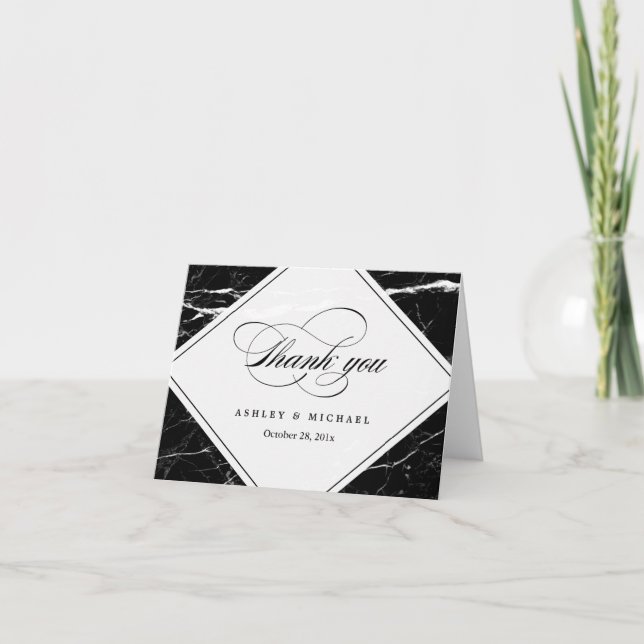 Modern Black Marble Textur Vielen Dank Dankeskarte (Vorderseite)
