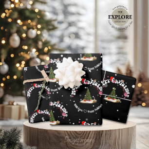 Modern Black Merry Christmas Graffiti Geschenkpapier Set