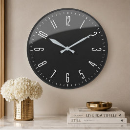 Modern Black Minimalist Custom Contemporary Office Große Wanduhr