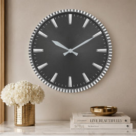 Modern Black Minimalist Luxury Contemporary Home Große Wanduhr