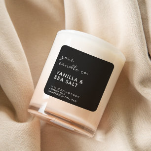 Modern Black Minimalistisch Candle Label Quadratischer Aufkleber