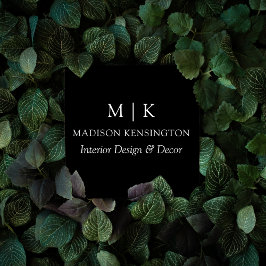 Modern Black Minimalistisch Monogram oder Add Logo Quadratische Visitenkarte