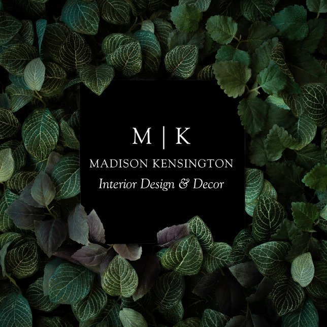 Modern Black Minimalistisch Monogram oder Add Logo Quadratische Visitenkarte (Edit to Customize text, colors and more)