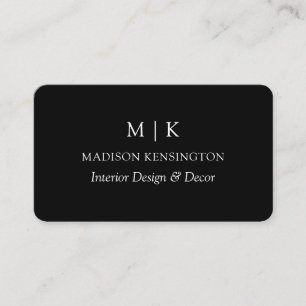 Modern Black Minimalistisch Monogram oder Add Logo Visitenkarte
