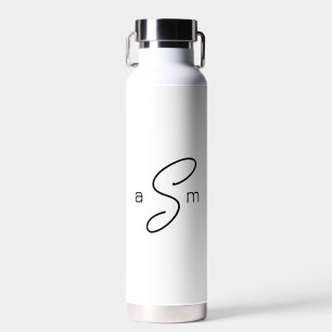 Modern Black Monogram B/W Simple Water Bottle Trinkflasche