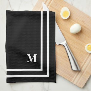 Modern Black Monogram Geschirrtuch