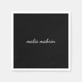 Modern Black Monogram Script Design Serviette