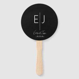 Modern Black Monogram Set of Fans Fächer
