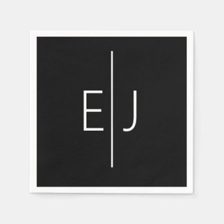 Modern Black Name Initials  Serviette