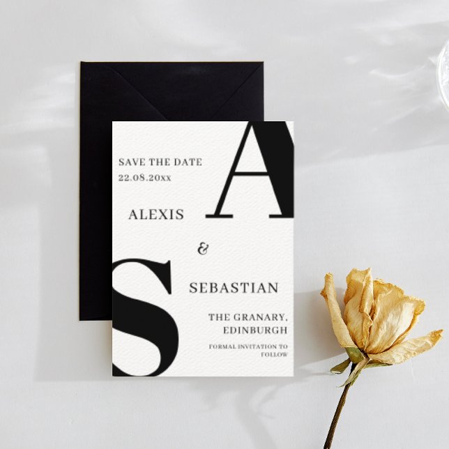 Modern Black on White Monochrome Save The Date (Von Creator hochgeladen)