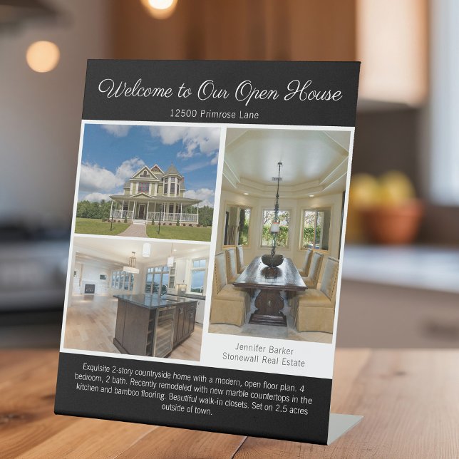 Modern Black Open House Real Estate Listing Photo Sockelschild (Von Creator hochgeladen)