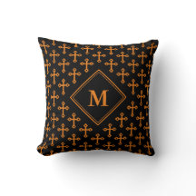 Modern Black Orange CROSS Monogramm