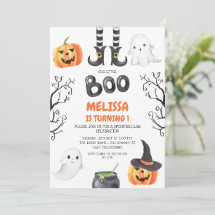 Modern Black Orange Little Boo Halloween Geburtsta Einladung