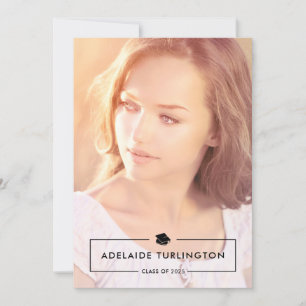 Modern Black Overlay Full Foto Abschluss Einladung