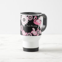 Modern Black Paisley Pink Flamingo