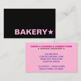 Modern Black & Pink Color | Customizable Bakery Visitenkarte