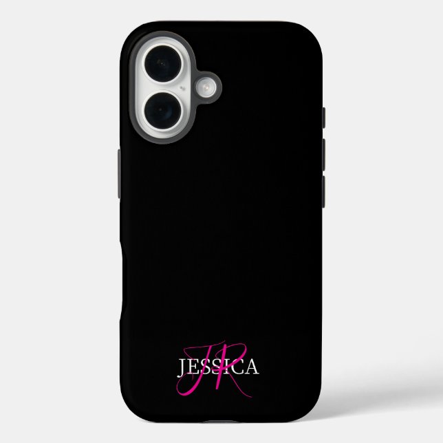 Modern Black Pink Feminine Script Case-Mate iPhone Hülle (Rückseite)