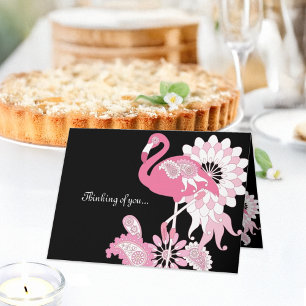 Modern Black Pink Flamingo Denken Sie an Sie Karte