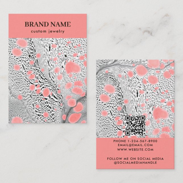 Modern Black Pink Marble Jewelry Display Card Visitenkarte (Vorne/Hinten)