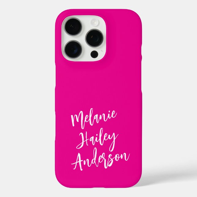 Modern Black Pink Personalisiert Monogram Name Case-Mate iPhone Hülle (Rückseite)