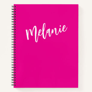 Modern Black Pink Personalisiert Monogram Name Notizbuch