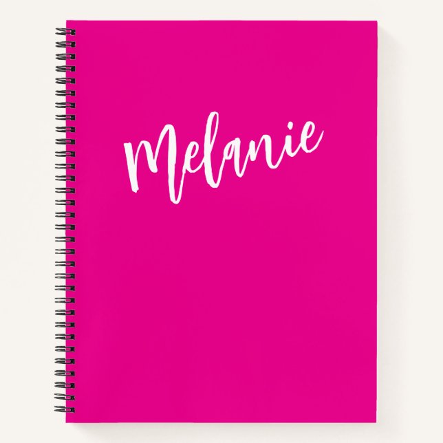 Modern Black Pink Personalisiert Monogram Name Notizbuch (Vorderseite)