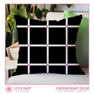 Modern Black Pink Windows Kariert Kissen