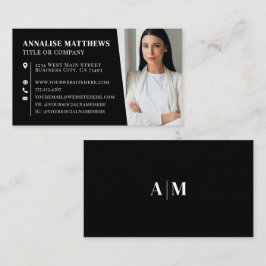 Modern Black Professional Photo Visitenkarte
