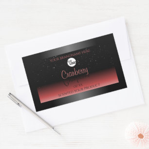 Modern Black Red Ombre Glitzer Product Labels Logo Rechteckiger Aufkleber