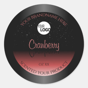 Modern Black Red Ombre Glitzer Product Labels Logo Runder Aufkleber