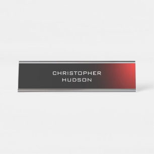 Modern Black Red Schlicht Schreibtischnamensplakette