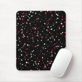 Modern Black Red Terrazzo Trendy Pattern Mouse Pad Mousepad