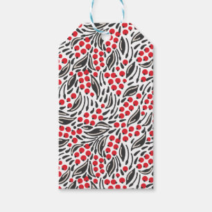 Modern Black Red White Christmas Berry Geschenkanhänger