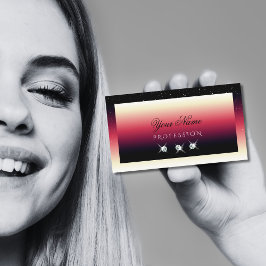 Modern Black Red White Gradient Sparkard Diamonds Visitenkarte