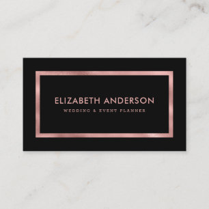 Modern Black Rose Gold Visitenkarte