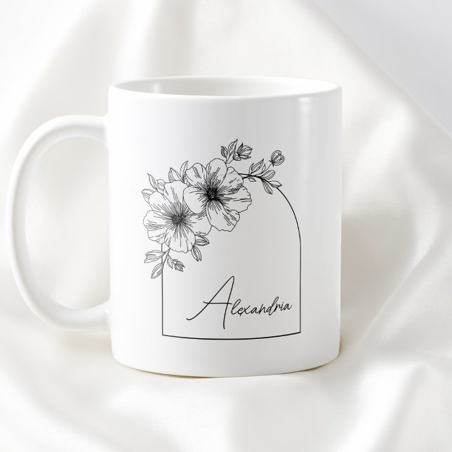 Modern Black Script Beautiful Arch Elegant Floral Kaffeetasse (Modern Black Script Beautiful Arch Elegant Floral Coffee Mug)