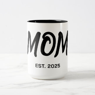 Modern Black Script Established Mom T-Shirt Zweifarbige Tasse
