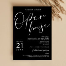 Modern Black Script Logo Business Open House