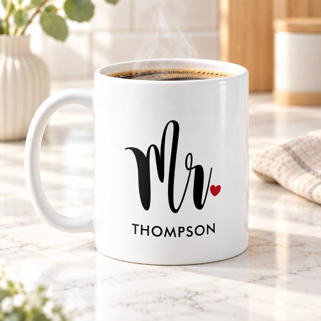 Modern Black Script Personalisiert Wedding Kaffeetasse (Von Creator hochgeladen)