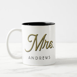 Modern Black Script Personalisiert Wedding Zweifarbige Tasse