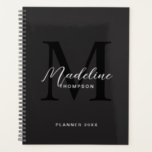 Modern Black Script Typografy Initial Monogram Planer