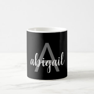 Modern Black Silver Stylischer Monogramm Name Kaffeetasse