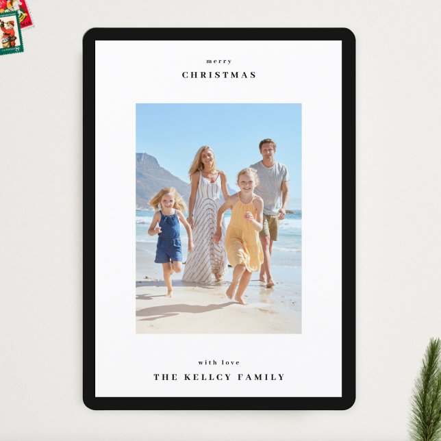 Modern Black Simple Frame Foto Weihnachten (Von Creator hochgeladen)